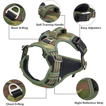 Benepaw Tactical No Pull Harness for Large Medium Dogs Ανθεκτική, βαρέως τύπου καμουφλάζ, ανακλαστική λαβή χειριστηρίου γιλέκου με λουρί για κατοικίδια