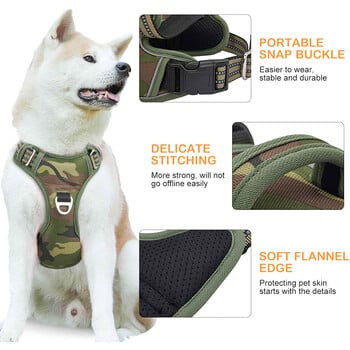 Benepaw Tactical No Pull Harness for Large Medium Dogs Ανθεκτική, βαρέως τύπου καμουφλάζ, ανακλαστική λαβή χειριστηρίου γιλέκου με λουρί για κατοικίδια