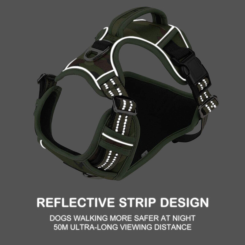 Benepaw Tactical húzásmentes heveder nagy, közepes méretű kutyáknak Tartós, nagy teherbírású terepszínű fényvisszaverő háziállat-hám mellényvezérlő fogantyú