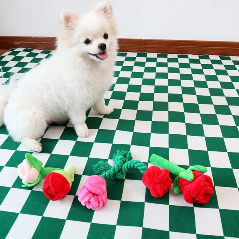 Pildīta suņu rotaļlieta Squeak Rose Flower Plīša košļājamā rotaļlieta maziem un suņiem