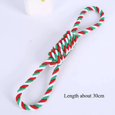 Kalėdinis šunų žaislas naminiams gyvūnėliams medvilninės virvės mazgas Interaktyvus šunų žaislų kamuolys šuniukui Čihuahua dideliems šunims Dantų šepetėlis Kramtomas šunų priedai