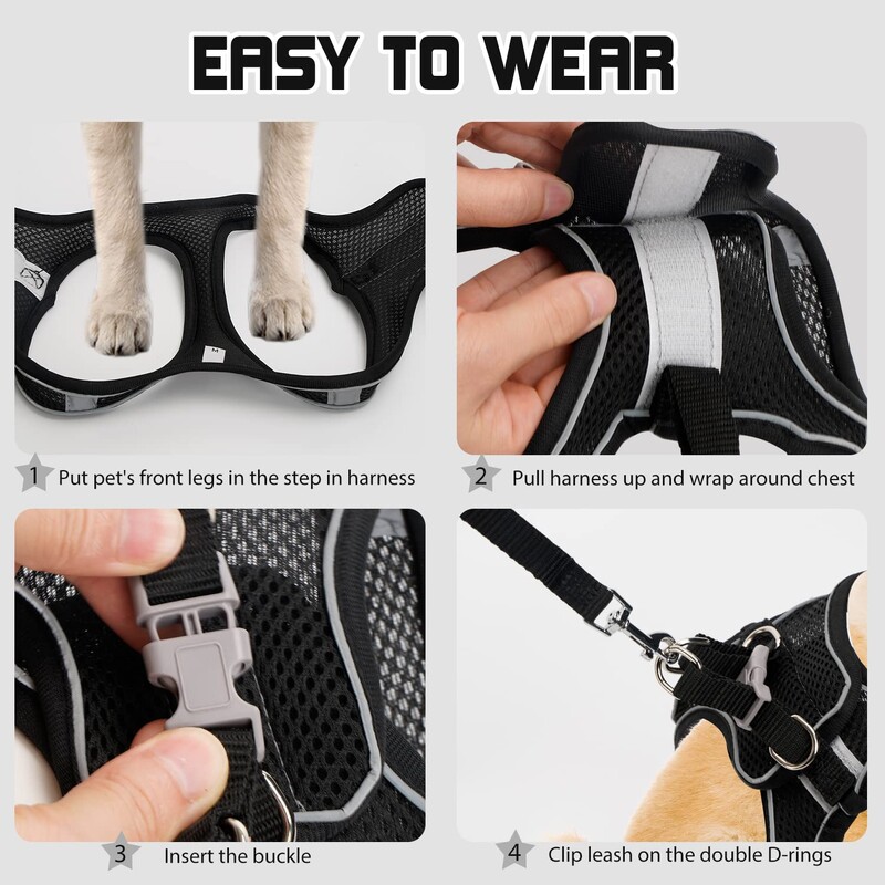 Pet Dog petnešų ir pavadėlių rinkinys Atšvaitas kvėpuojantis diržas šuniui Reguliuojamas Patogus šuniuko diržai lauke kelionės reikmenys naminiams gyvūnėliams