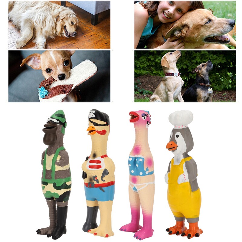 HOOPET Naminių šunų žaislai rėkiantis vištienos išspaudimo garsus žaislas šunims Itin patvarus juokingas, girgždantis geltonas guminis vištienos šunų kramtomasis žaislas