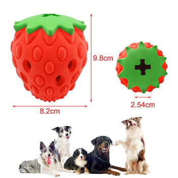 DualPet Dog Chew Toys Λαστιχένιο παιχνίδι με διαρροή τροφής σε σχήμα φράουλας Ανθεκτικό, φιλικό προς το περιβάλλον, διανομέας τροφίμων Παιχνίδι για σκύλους