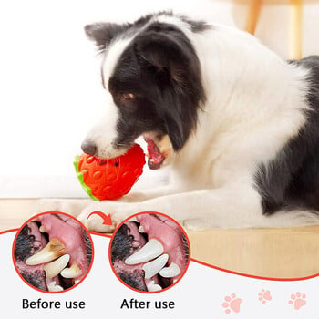 DualPet Dog Chew Toys Λαστιχένιο παιχνίδι με διαρροή τροφής σε σχήμα φράουλας Ανθεκτικό, φιλικό προς το περιβάλλον, διανομέας τροφίμων Παιχνίδι για σκύλους