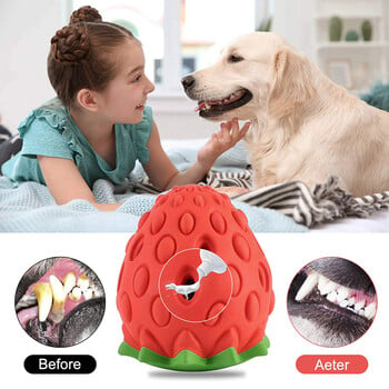 DualPet Dog Chew Toys Λαστιχένιο παιχνίδι με διαρροή τροφής σε σχήμα φράουλας Ανθεκτικό, φιλικό προς το περιβάλλον, διανομέας τροφίμων Παιχνίδι για σκύλους