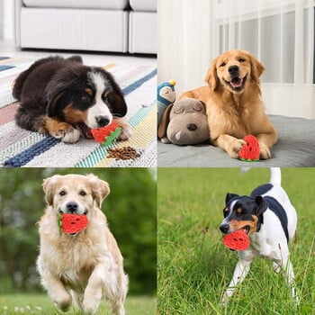 DualPet Dog Chew Toys Λαστιχένιο παιχνίδι με διαρροή τροφής σε σχήμα φράουλας Ανθεκτικό, φιλικό προς το περιβάλλον, διανομέας τροφίμων Παιχνίδι για σκύλους