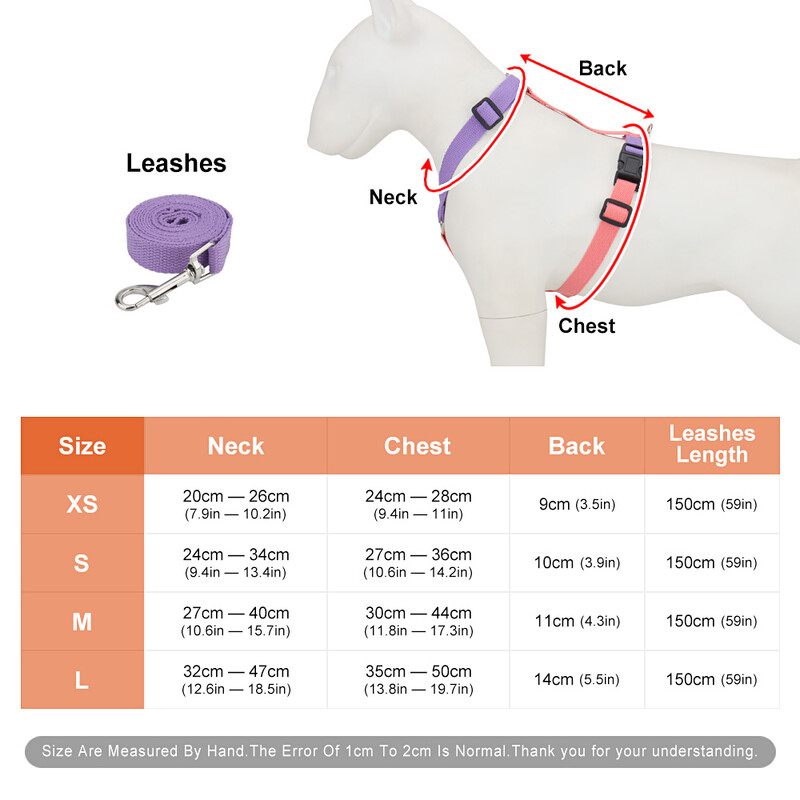 Set de ham și lesă pentru câini, fără tragere, pentru câini de talie mică și pisici