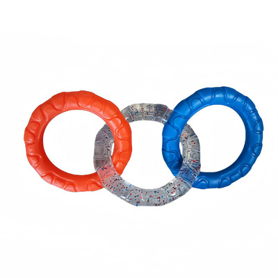 Jucărie de mestecat pentru câini TPR pentru curățarea dinților Jucării pentru animale de companie pentru câini mici, mijlocii mari, interactiv, rezistent la mușcături, remorcher cu 3 inele, jucărie pentru câini, articole pentru animale de companie