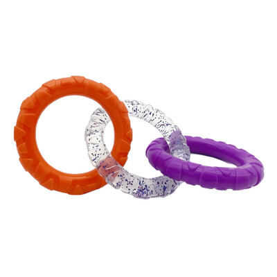 Jucărie de mestecat pentru câini TPR pentru curățarea dinților Jucării pentru animale de companie pentru câini mici, mijlocii mari, interactiv, rezistent la mușcături, remorcher cu 3 inele, jucărie pentru câini, articole pentru animale de companie