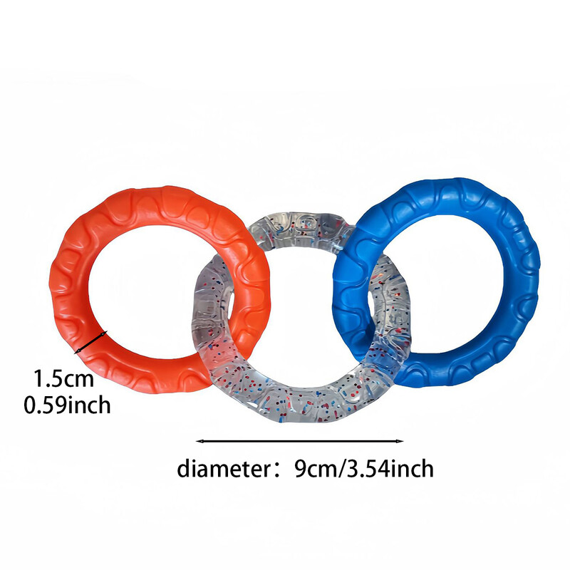 Jucărie de mestecat pentru câini TPR pentru curățarea dinților Jucării pentru animale de companie pentru câini mici, mijlocii mari, interactiv, rezistent la mușcături, remorcher cu 3 inele, jucărie pentru câini, articole pentru animale de companie