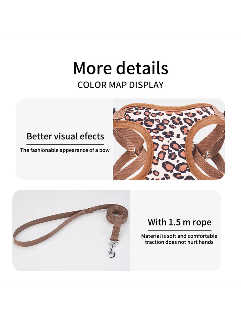 HP360 Set de ham pentru animale de companie Leopard, 1 buc, ham ajustabil, usor, pentru caini si pisici mici, mijlocii