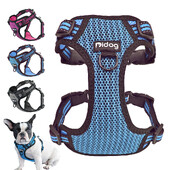 Ham pentru câini din nailon, ham reflectorizant pentru câini taur, hamuri pentru câini, fără tragere, ajustabil pentru câini de talie mică și mijlocie, cățeluș Pitbull