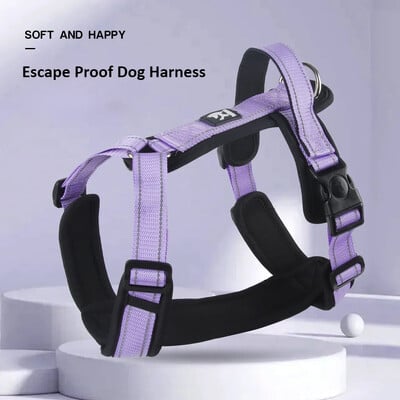 Escape Proof Dog Harness Πλήρως ανακλαστικό λουρί με ρυθμιζόμενο γιλέκο με επένδυση λαβής για μεσαίου μεγέθους σκύλους που περπατούν και εκπαιδεύονται