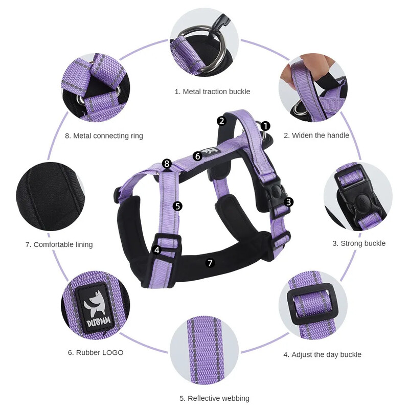 Escape Necaurlaidīga suņu zirglieta Pilnībā atstarojoša siksna ar polsterētu roktura regulējamu veste vidēja izmēra suņu pastaigām un apmācībai