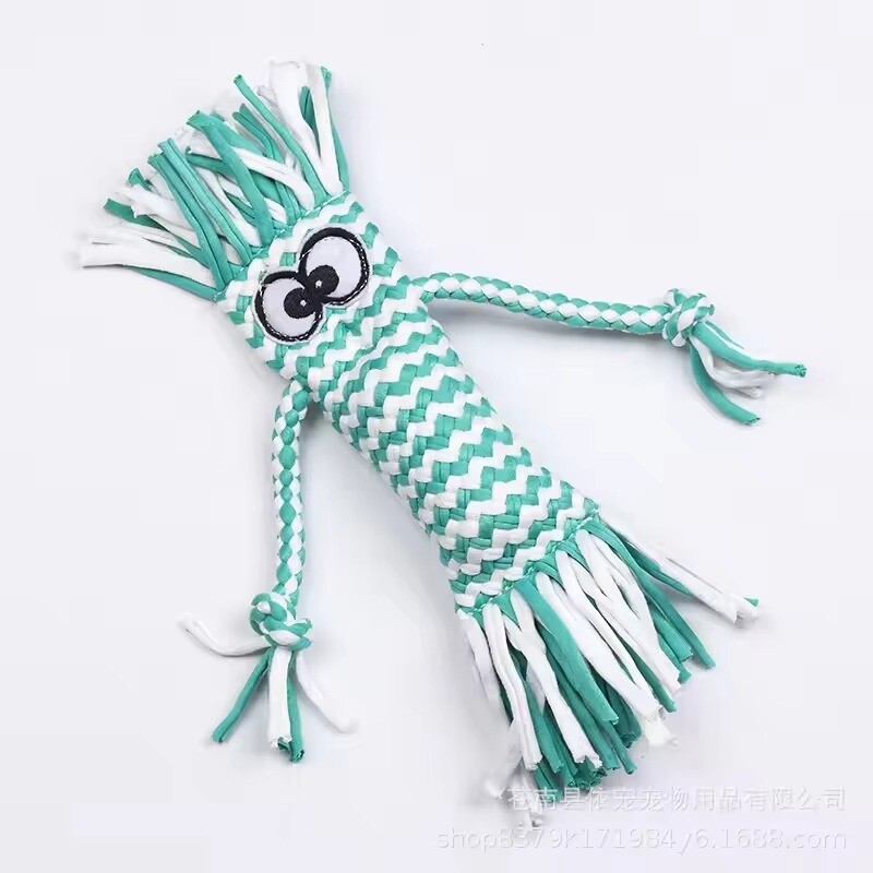 Kramtomasis žaislas šunims Šiaudinė galvutė pinta mazgas Lėlė squeaker Garso žaislas Molinis šuns žaislas Gyvūnų dresūra Interaktyvūs šunų lauko žaislai