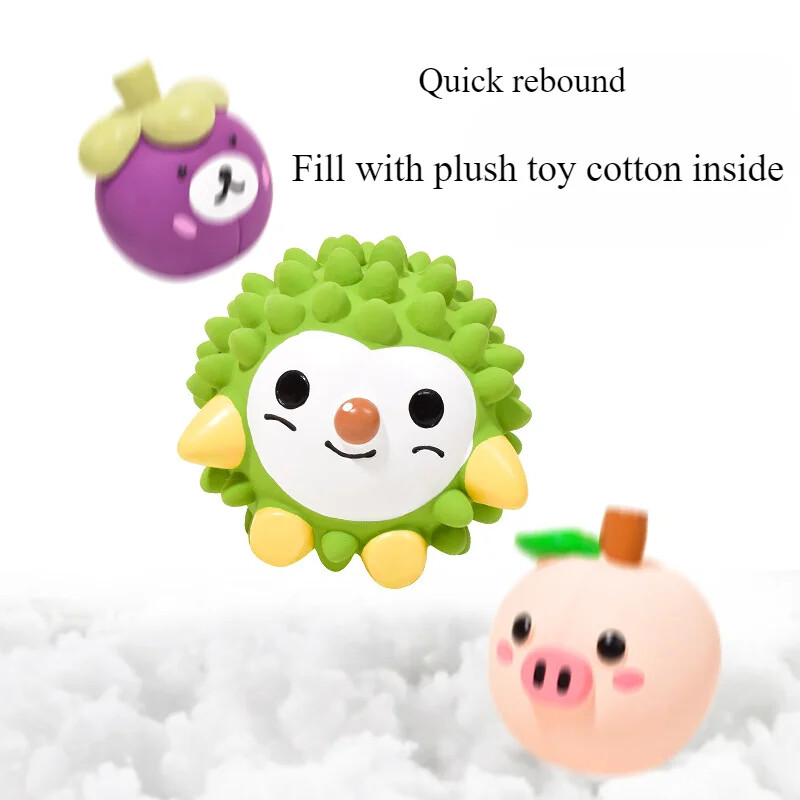 Kūrybinis vaisinis gyvūnų žaislas šuniui Latekso garsinis animacinis filmas persikas kiaulė Durianas ežiukas augintinio žaislas