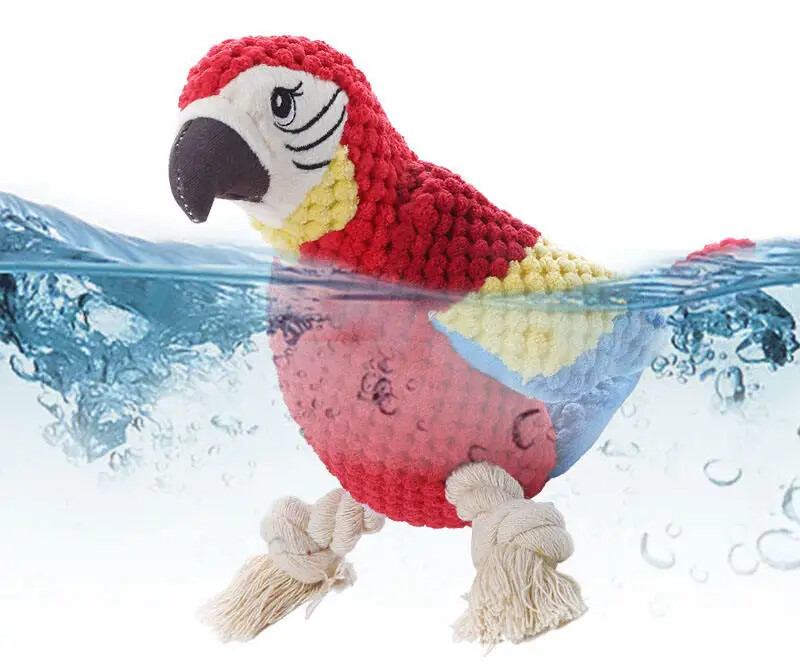 Šunų žaislas, įdaryti, girgždantis gyvūnas, girgždantis šunų žaislas, atsparus kramtymui papūgos formos, interaktyvus naminių gyvūnėlių žaislas, skirtas mažiems vidutiniams šunims