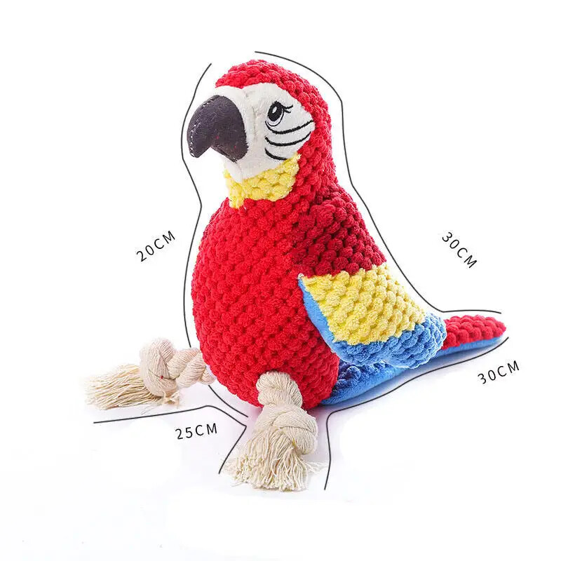 Šunų žaislas, įdaryti, girgždantis gyvūnas, girgždantis šunų žaislas, atsparus kramtymui papūgos formos, interaktyvus naminių gyvūnėlių žaislas, skirtas mažiems vidutiniams šunims