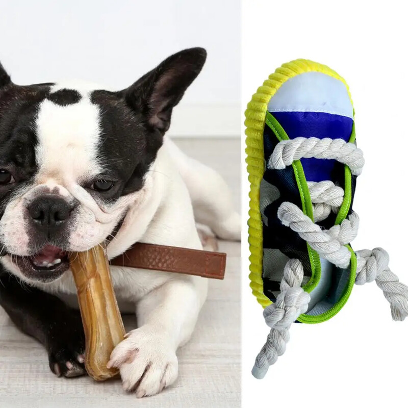 Jucărie pentru câini pentru animale de companie Papuci din frânghie din bumbac pentru animale de companie, rezistenți la mușcături, de pluș, pentru curățarea dinților, jucării molare, accesorii pentru cățeluși.
