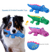 Animale de companie Jucării de pluș pentru câini scârțâitori Jucării amuzante în formă de crocodil pentru curățarea dinților Jucărie pentru antrenament cățeluș Articole interactive Jucării pentru câini