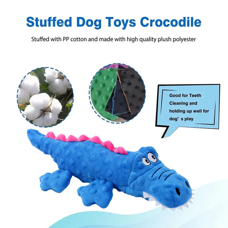 Animale de companie Jucării de pluș pentru câini scârțâitori Jucării amuzante în formă de crocodil pentru curățarea dinților Jucărie pentru antrenament cățeluș Articole interactive Jucării pentru câini