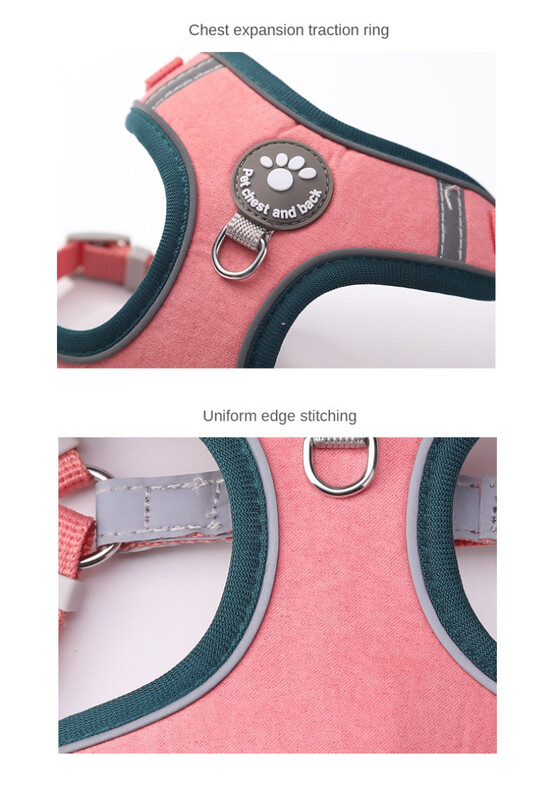 Atstarojošas, regulējamas mājdzīvnieku suņu zirglietas maziem suņiem Veste krūšu siksnas pavadas komplekts Drošība Ārā Pastaigas Skrienoša Kaķa vads
