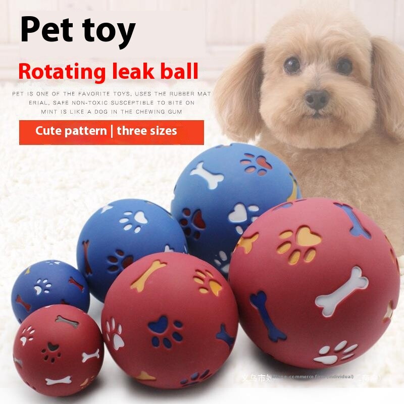 Hračky pre psov, doplnky pre psov na hryzenie psov, vytekajúce guľôčky na jedlo, veľkosť a veľkosti dostupné vo viacerých farbách, gumené guľôčky