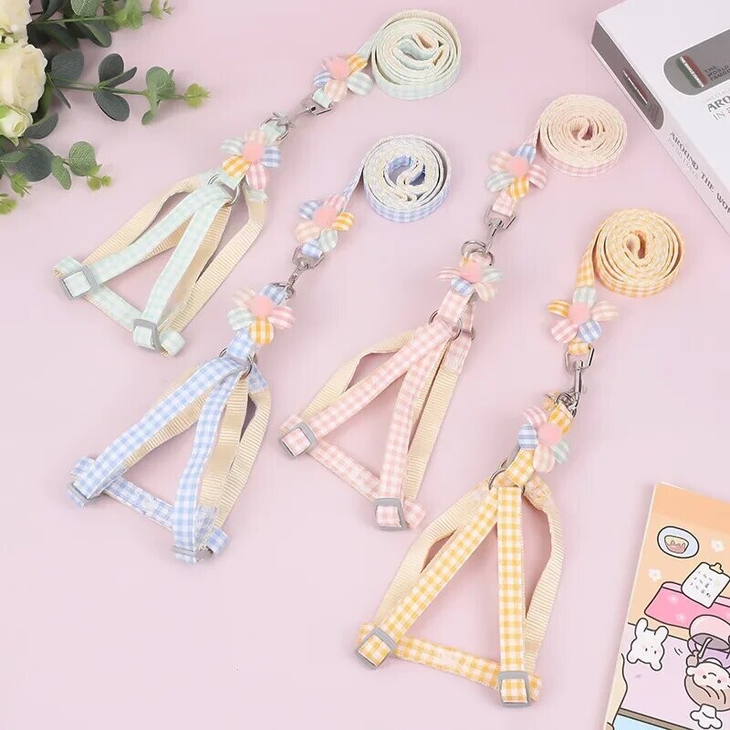 Set de ham și lesă pentru pisici cu ochiuri de evadare, cu plasă reglabilă, ham pentru câini, vestă, cățeluș, animal de companie, lesă cu plumb, câini mici, pisici, pisoi