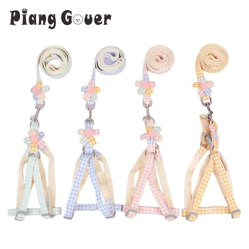 Set de ham și lesă pentru pisici cu ochiuri de evadare, cu plasă reglabilă, ham pentru câini, vestă, cățeluș, animal de companie, lesă cu plumb, câini mici, pisici, pisoi