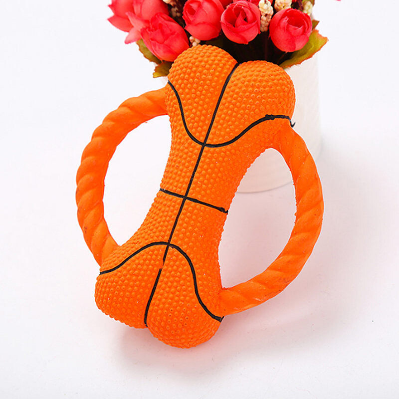 2019 m. naminis šuo šuniukas katės kramtukai žaislas natūralus lateksas kaulas girgždantis Žaislai Krepšinio raštas Naminio šuns žaislas Įkandimui atsparūs dantys