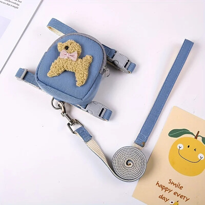 Vestă moale reglabilă pentru animale de companie cu rucsac și lesă pentru câini de talie mică și mijlocie - perfectă pentru aventuri în aer liber și pentru purtarea delicii