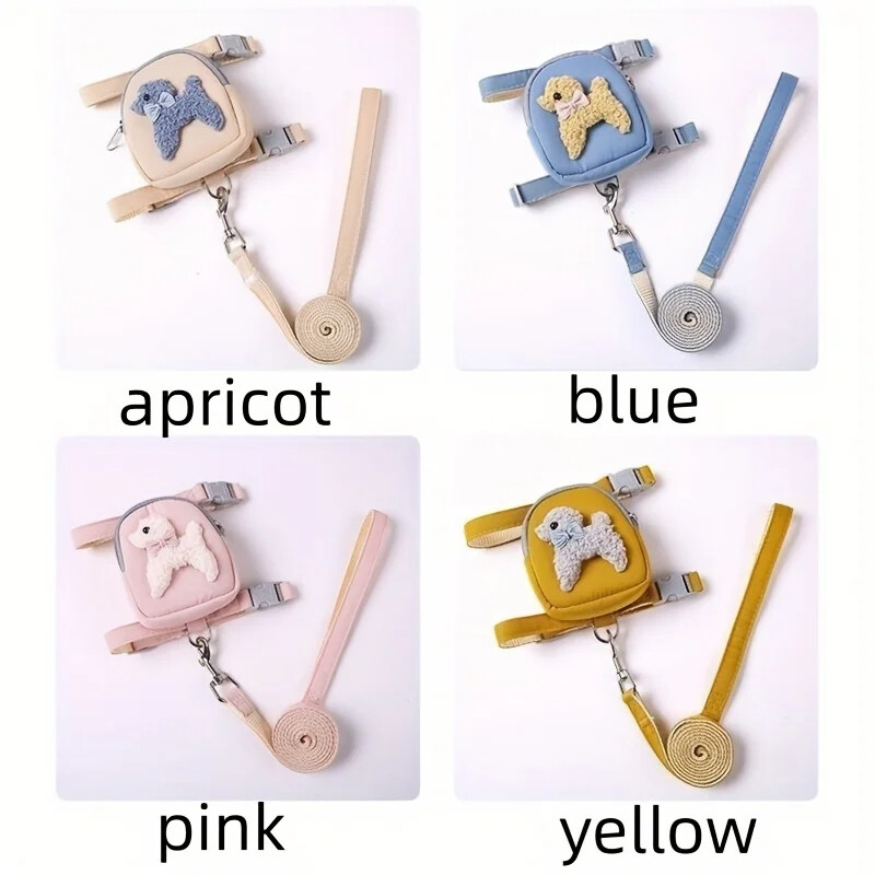 Vestă moale reglabilă pentru animale de companie cu rucsac și lesă pentru câini de talie mică și mijlocie - perfectă pentru aventuri în aer liber și pentru purtarea delicii