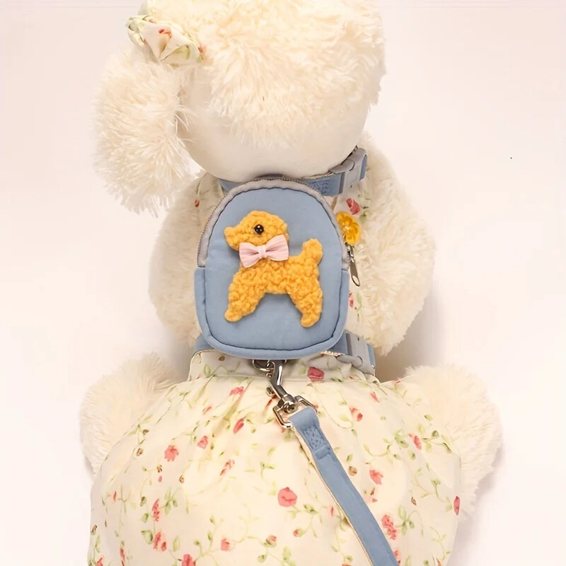 Vestă moale reglabilă pentru animale de companie cu rucsac și lesă pentru câini de talie mică și mijlocie - perfectă pentru aventuri în aer liber și pentru purtarea delicii