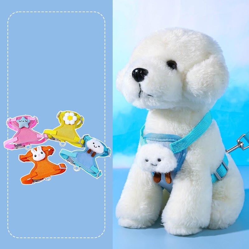 Šunų diržų traukimo pavadėlio rinkinys be traukiamo šuns liemenės dirželio Reguliuojamas šuniuko katės petnešos liemenė Čihuahua mopsas lauko vaikščiojimo pavadėlis