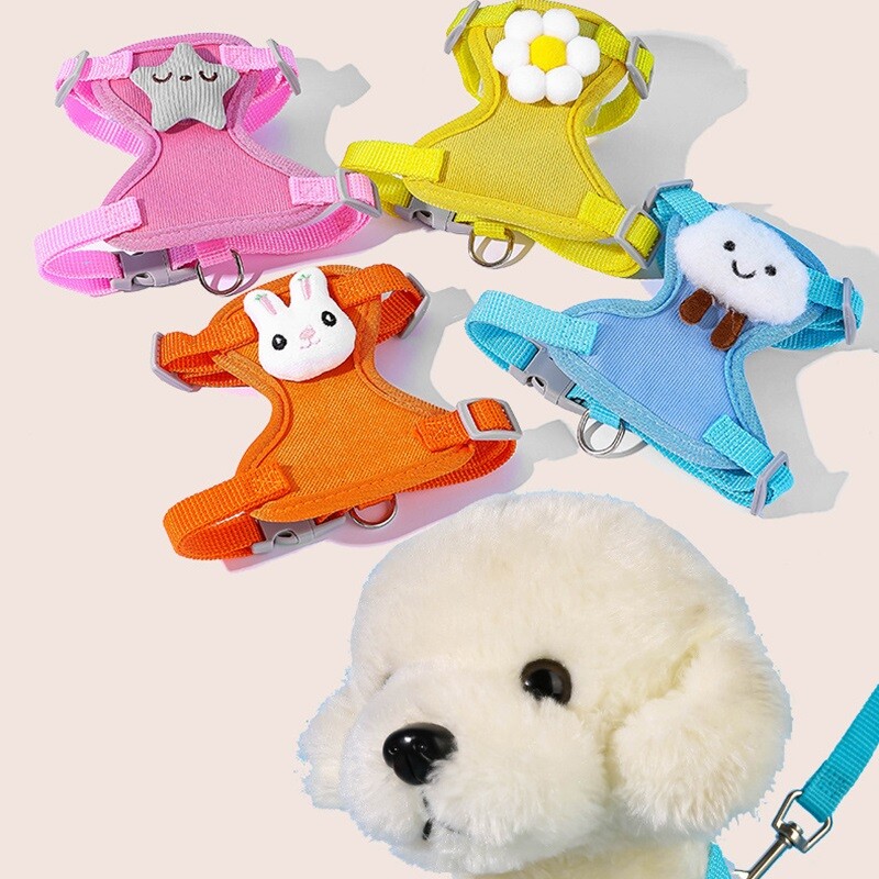 Šunų diržų traukimo pavadėlio rinkinys be traukiamo šuns liemenės dirželio Reguliuojamas šuniuko katės petnešos liemenė Čihuahua mopsas lauko vaikščiojimo pavadėlis