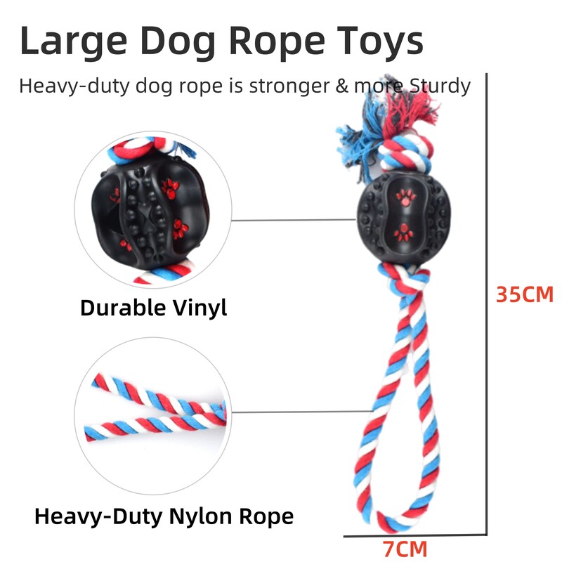 Šunų žaislas Virvė Kamuolys Žaislai šunims Valyti dantis Kramtomas Žaislas Interaktyvus treniruojamasis Žaislas Šuns Žaislinis kamuolys su virvele Naminių gyvūnų reikmenys