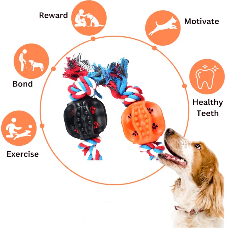 Šunų žaislas Virvė Kamuolys Žaislai šunims Valyti dantis Kramtomas Žaislas Interaktyvus treniruojamasis Žaislas Šuns Žaislinis kamuolys su virvele Naminių gyvūnų reikmenys