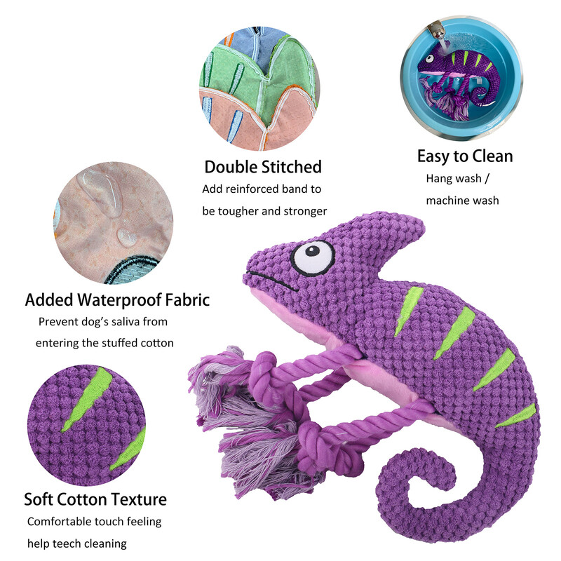 Šunų pliušinių žaislų vieta pliušiniai prikimšti krūminiai dantys Atsparus įkandimui girgždantis Chameleonas Naminių šunų žaislai Vilnos cypiniai žaislai