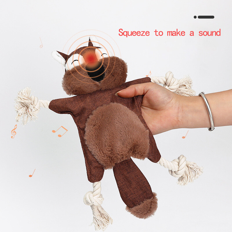 Juokingi minkšti pliušiniai virveliai Mieli girgždantys žaislai Lapė Voverė Grizzly Bear Kramtomas šunų žaislas Priedai Priedai Medvilnės mazgas Vokalinis žaislas