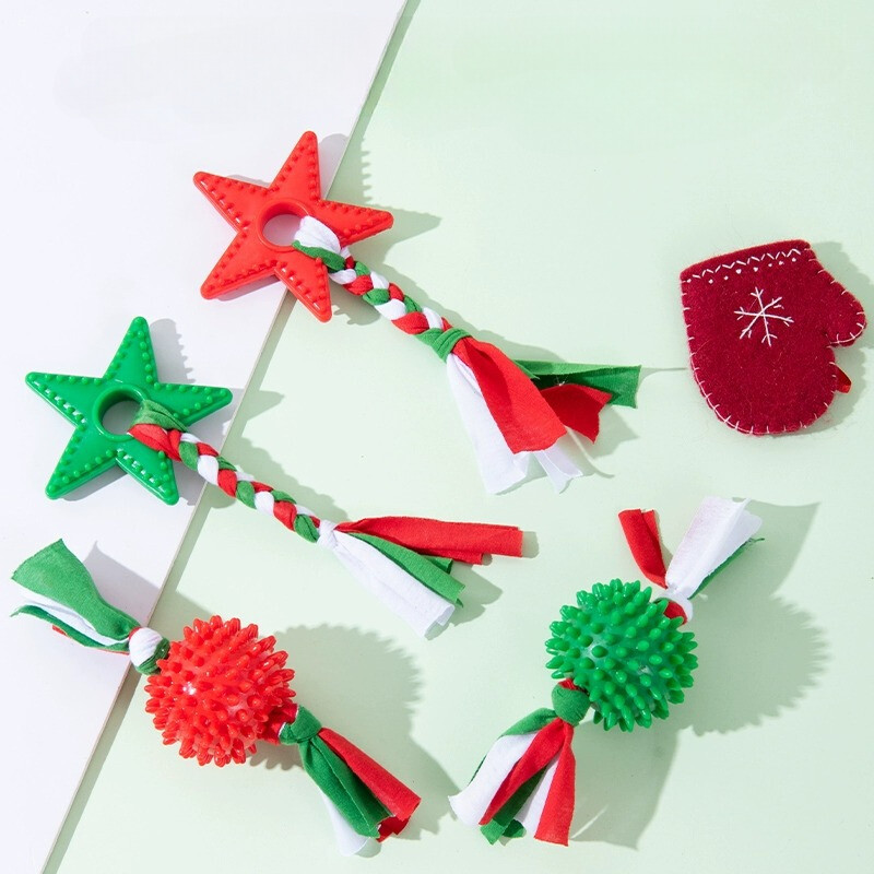 Šuns žaislas snaigė Kalėdų eglutės mazgas, atsparus įkandimams meškiukas