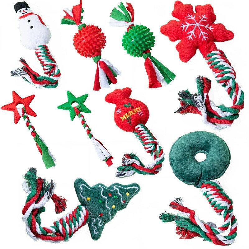 Šuns žaislas snaigė Kalėdų eglutės mazgas, atsparus įkandimams meškiukas