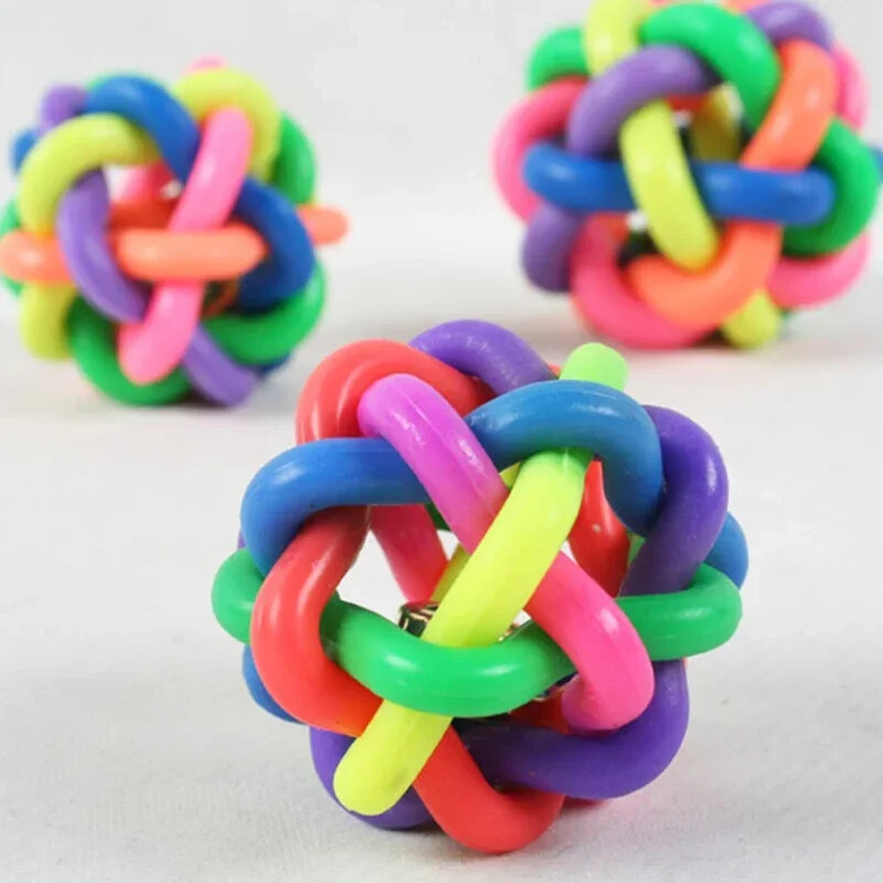 5 cm Curcubeu colorat pentru animale de companie, minge, jucărie pentru câini, jucării pentru pisici, pentru animale de companie, minge pentru animale de companie, clopot, jucării de mestecat, pentru antrenament de dinți, produse pentru animale de companie