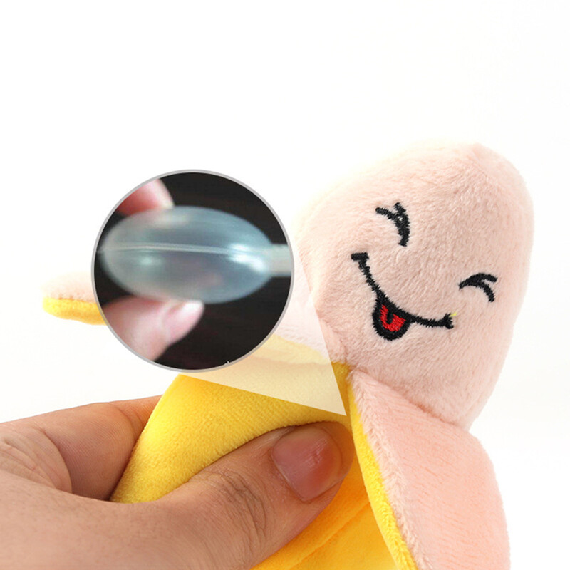 Čīkstoša plīša banānu interaktīva suņu rotaļlieta Izturīgas kucēnu košļājamās rotaļlietas Radoša augļa formas suņu rotaļlieta ar jauku sejas dizainu