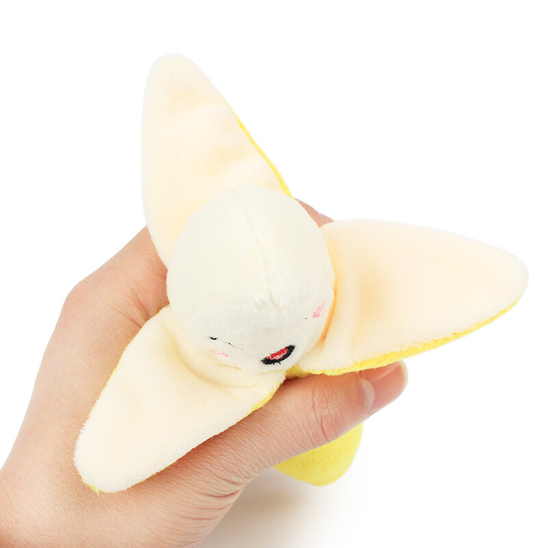 Čīkstoša plīša banānu interaktīva suņu rotaļlieta Izturīgas kucēnu košļājamās rotaļlietas Radoša augļa formas suņu rotaļlieta ar jauku sejas dizainu