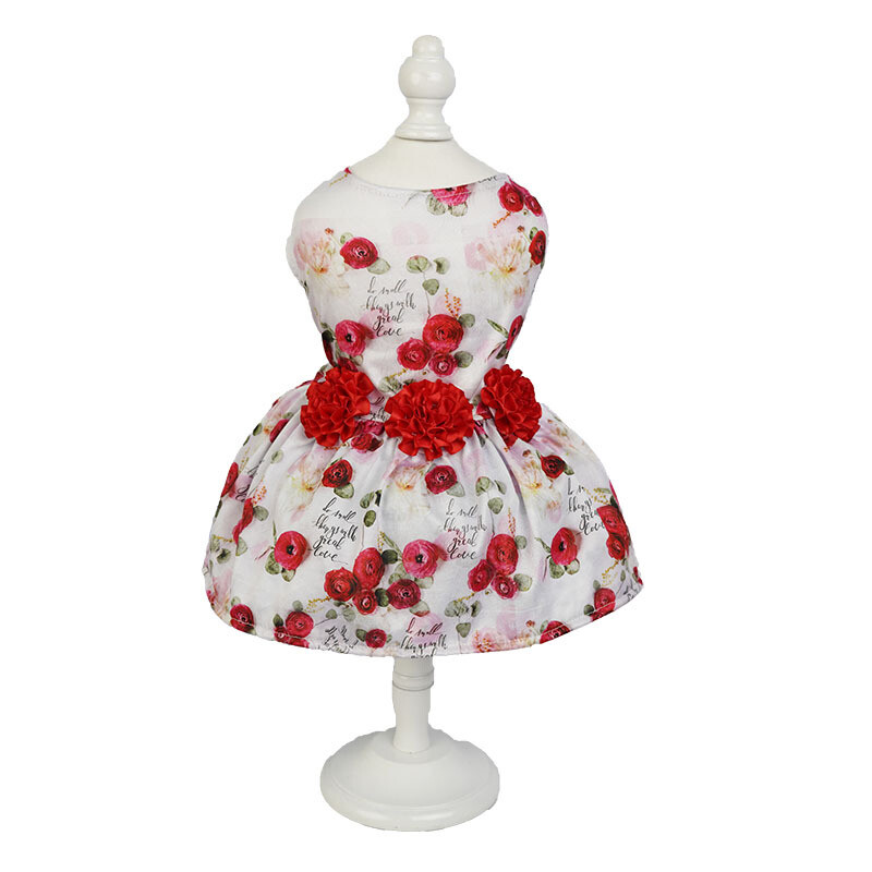 Haljina za kućne ljubimce Odjeća za pse Ljetna haljina od ruža Cherry Top Teddy Pomeranian Slatka odjeća Odjeća za pse za male pse Štene