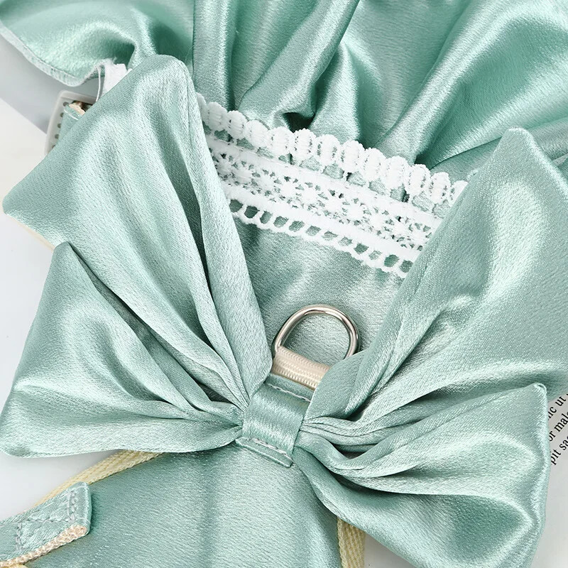 Luksuzna haljina za pojas za mačke, dizajn velikih mašni, odjeća za mačke, podesivi set za pojas za kućne ljubimce i povodac za mačke, male pse, yorkija pudla