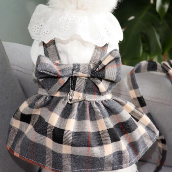 Φόρεμα με λουρί με λουρί Princess Dog Dress for Small Dog Fashion Απλά καρό φορέματα κουταβιών με ρούχα D Ring