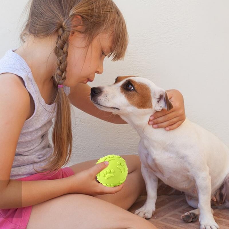 Câine de mestecat jucărie scârțâitoare, bile, jucărie, bile de mestecat, jucărie din latex, indestructibilă, în aer liber, jucărie pentru câini, pentru rase mici, medii și mari