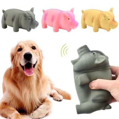 1PC Cute Rubber Sound Pig Grunting Squeak Latex Pet Chew Toys for Dog Squeaker Chew Training Puppy Supplies Προϊόντα για κατοικίδια